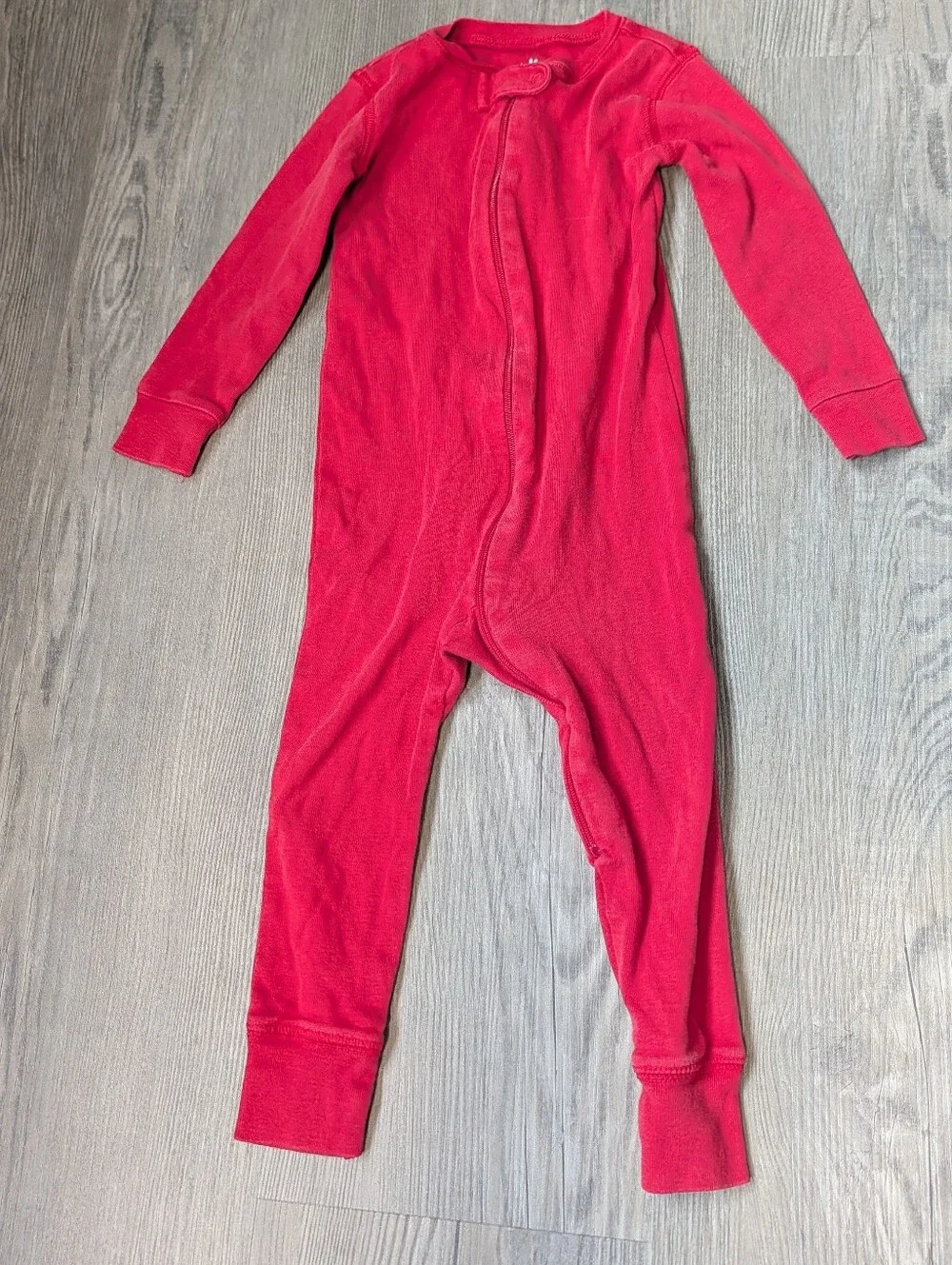 Primary Kids Red Organic Cotton Zip Footless Romper Sleeper‎ 12-18 Months